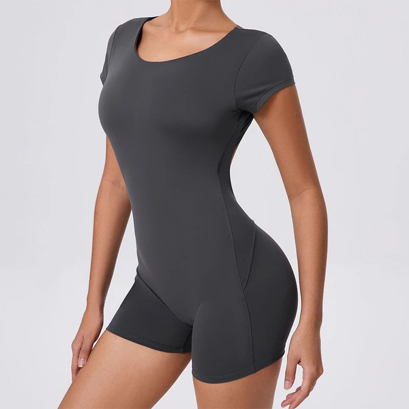 Backless Shorts Jumpsuit - Alaia Fitness